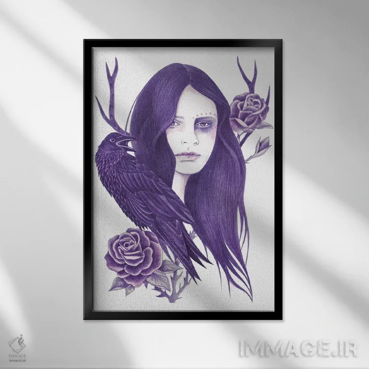 تابلو کلاغ اثر آندریا هرنیاک - نمای قابدار مشکی