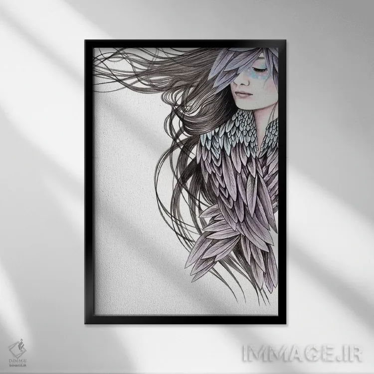 تابلو بالهای کلاغ اثر آندریا هرنیاک - نمای قابدار مشکی