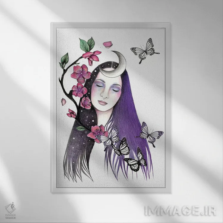 تابلو زمان شکوفه اثر آندریا هرنیاک - نمای قابدار سفید