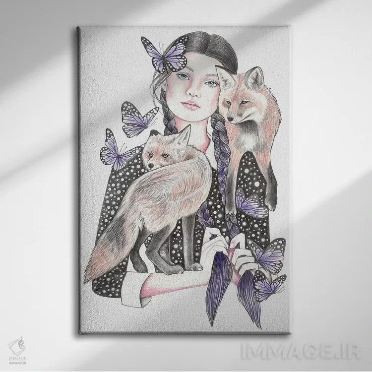 تابلو روباه در شب اثر آندریا هرنیاک - نمای روبهرو روی دیوار