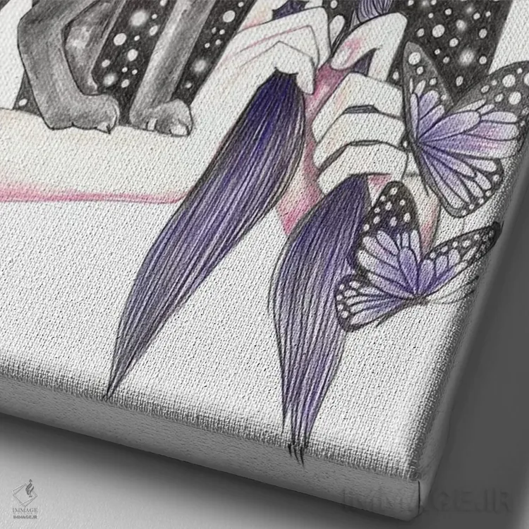 تابلو روباه در شب اثر آندریا هرنیاک - نمای نزدیک بافت بوم