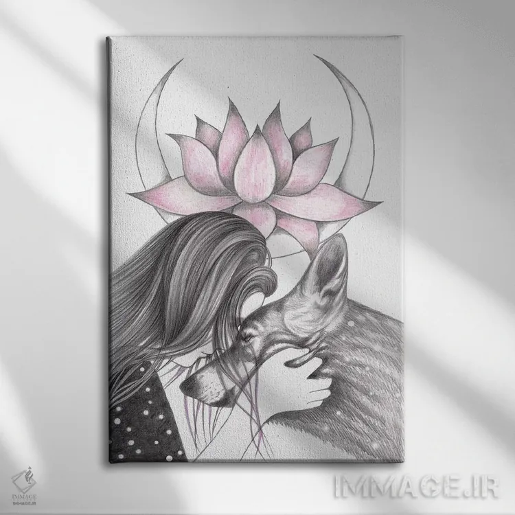 تابلو نیلوفر آبی اثر آندریا هرنیاک - نمای روبهرو روی دیوار