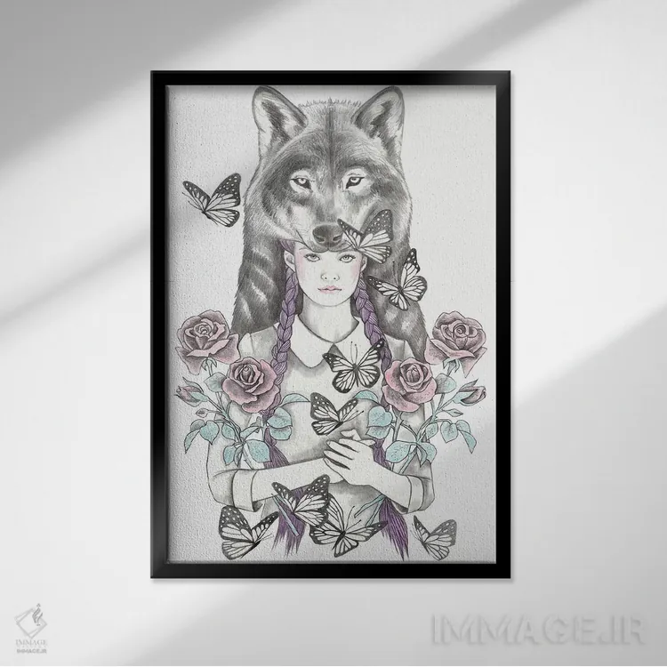 تابلو ساعت جادویی (طلایی) اثر آندریا هرنیاک - نمای قابدار مشکی