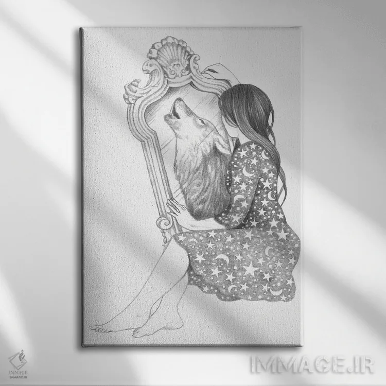 تابلو آینه اثر آندریا هرنیاک - نمای روبهرو روی دیوار