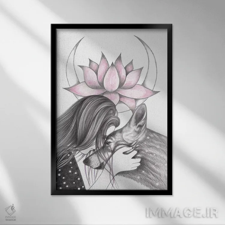 تابلو نیلوفر آبی اثر آندریا هرنیاک - نمای قابدار مشکی