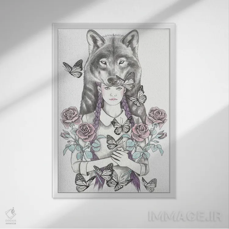 تابلو ساعت جادویی (طلایی) اثر آندریا هرنیاک - نمای قابدار سفید