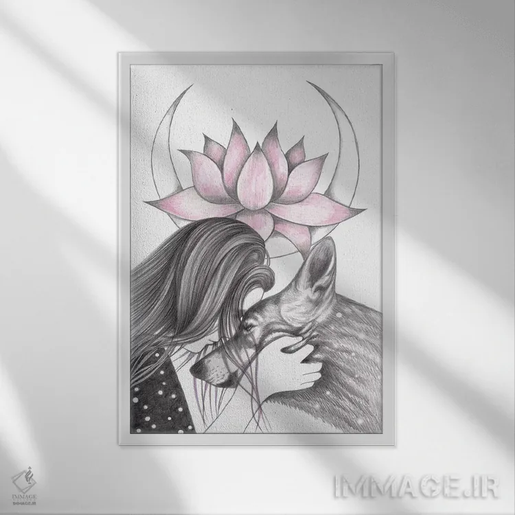 تابلو نیلوفر آبی اثر آندریا هرنیاک - نمای قابدار سفید