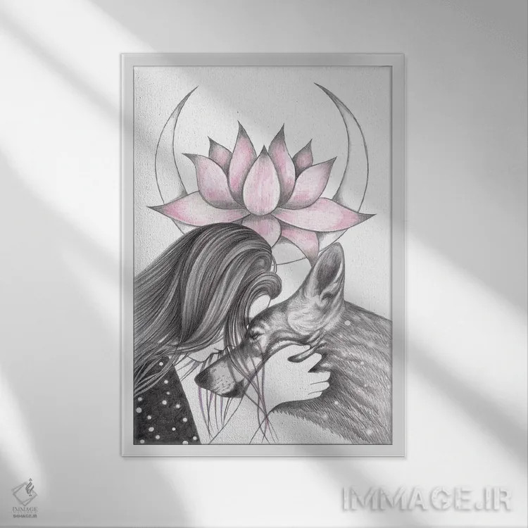 تابلو نیلوفر آبی اثر آندریا هرنیاک - نمای قابدار سفید