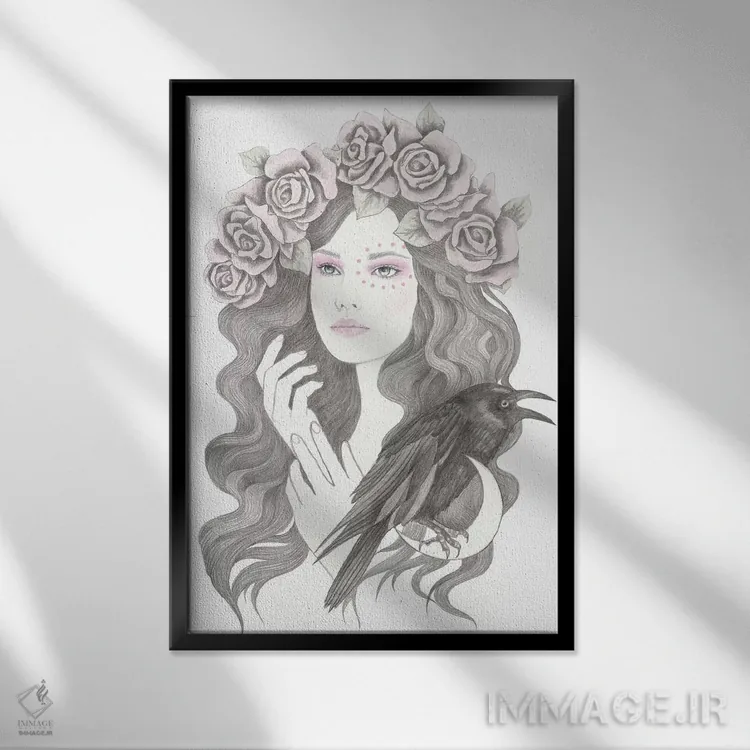 تابلو بلکبرد (پرنده سیاه) اثر آندریا هرنیاک - نمای قابدار مشکی