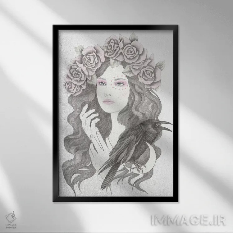 تابلو بلکبرد (پرنده سیاه) اثر آندریا هرنیاک - نمای قابدار مشکی