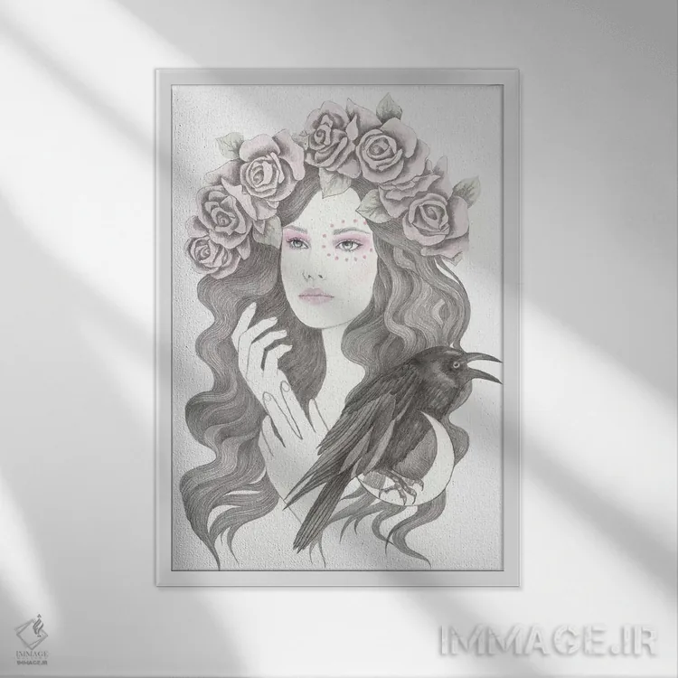 تابلو بلکبرد (پرنده سیاه) اثر آندریا هرنیاک - نمای قابدار سفید