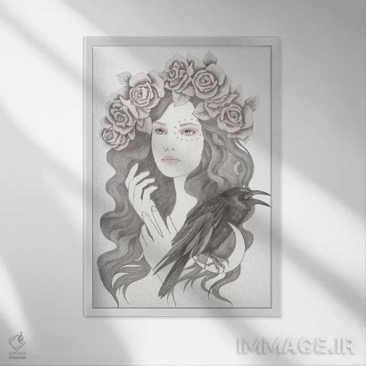 تابلو بلکبرد (پرنده سیاه) اثر آندریا هرنیاک - نمای قابدار سفید
