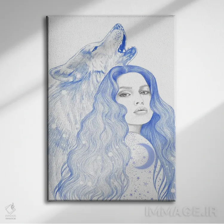 تابلو ستاره آبی اثر آندریا هرنیاک - نمای روبهرو روی دیوار