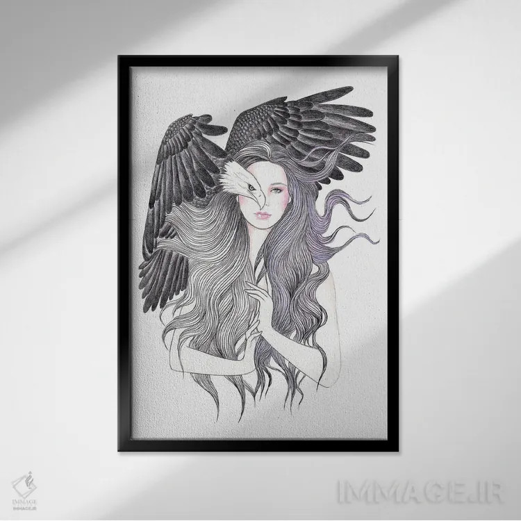 تابلو چشم عقاب اثر آندریا هرنیاک - نمای قابدار مشکی