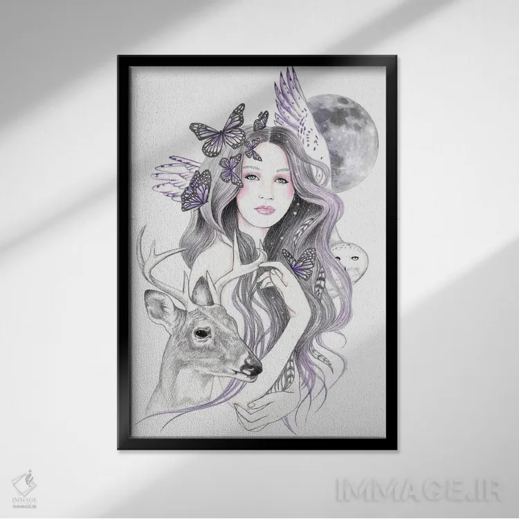 تابلو ماه روحانی اثر آندریا هرنیاک - نمای قابدار مشکی