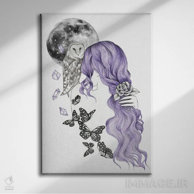 تابلو پرندگان شب اثر آندریا هرنیاک - نمای روبهرو روی دیوار