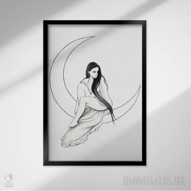 تابلو ماه اثر آندریا هرنیاک - نمای قابدار مشکی