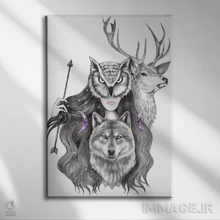 تابلو آرتمیس (الهه ماه یونان) اثر آندریا هرنیاک - نمای روبهرو روی دیوار