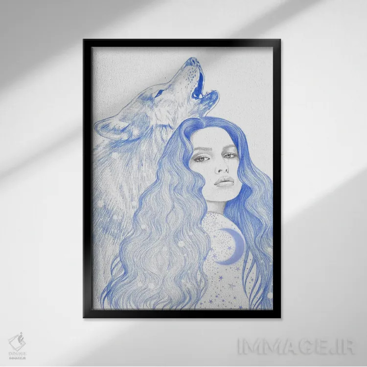 تابلو ستاره آبی اثر آندریا هرنیاک - نمای قابدار مشکی