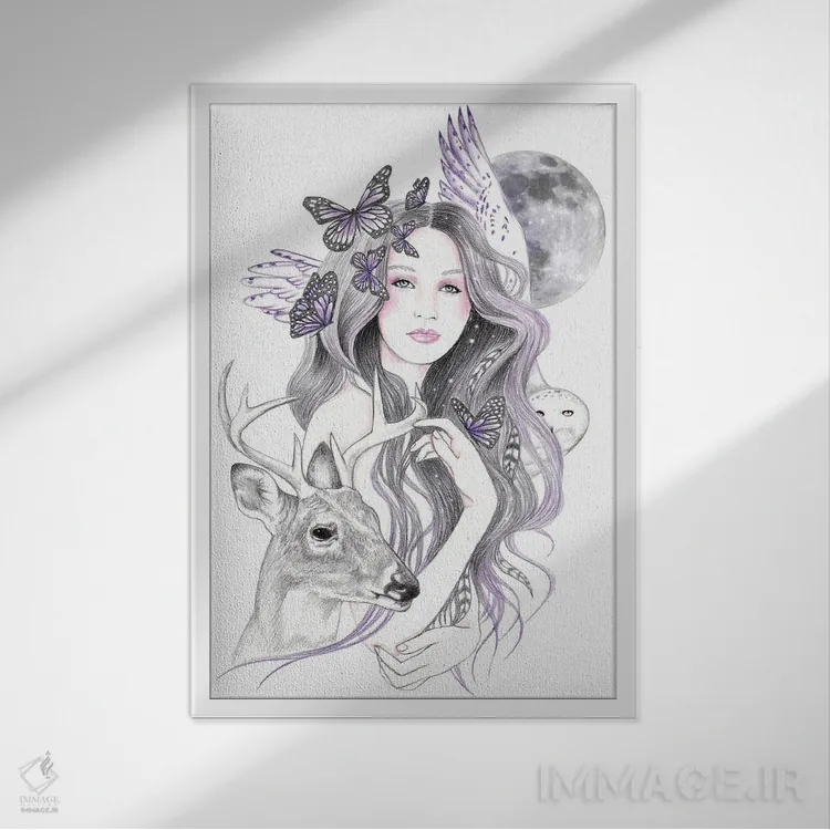 تابلو ماه روحانی اثر آندریا هرنیاک - نمای قابدار سفید