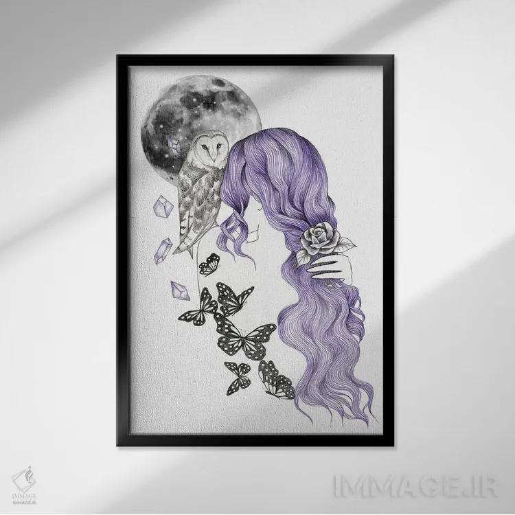 تابلو پرندگان شب اثر آندریا هرنیاک - نمای قابدار مشکی