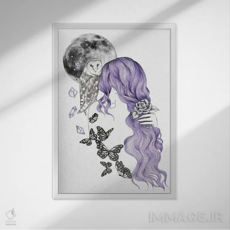 تابلو پرندگان شب اثر آندریا هرنیاک - نمای قابدار سفید