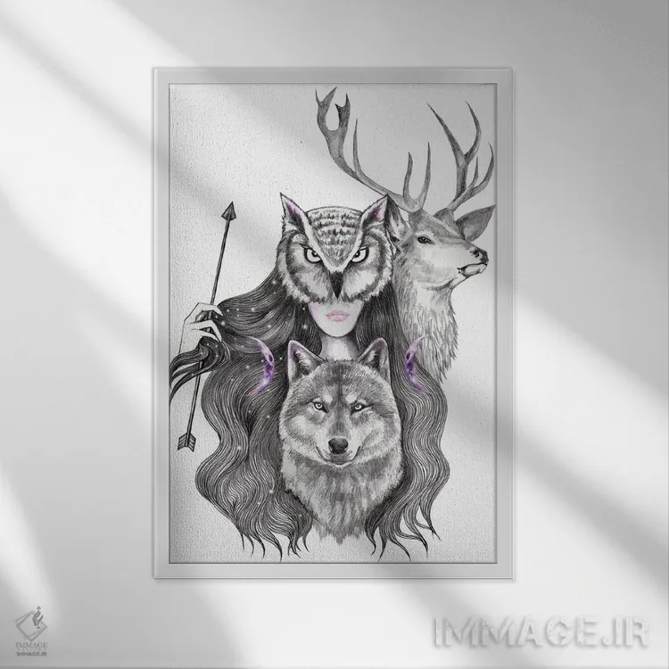 تابلو آرتمیس (الهه ماه یونان) اثر آندریا هرنیاک - نمای قابدار سفید