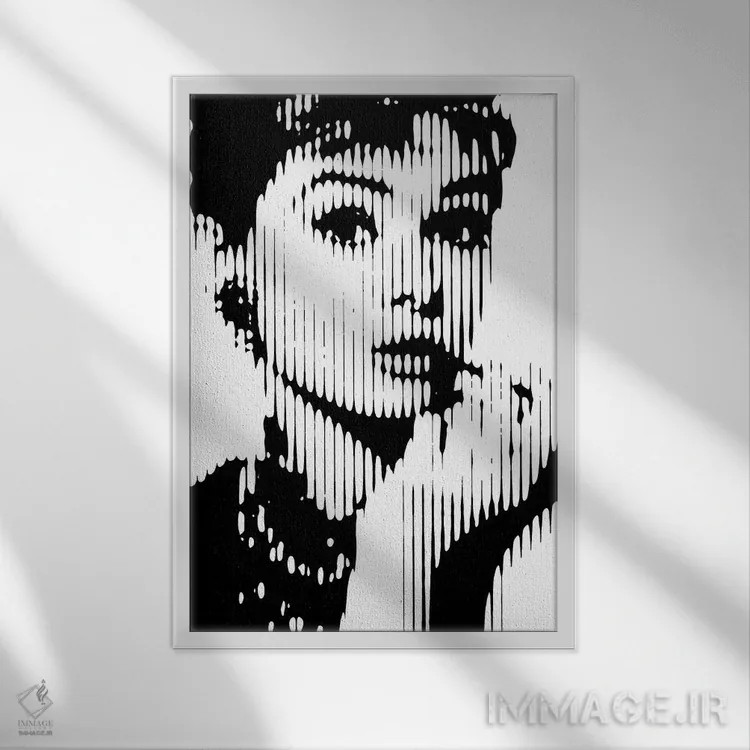تابلو آدری هپبورن ۳ (نسخه سوم) اثر احمد شریف - نمای قابدار سفید