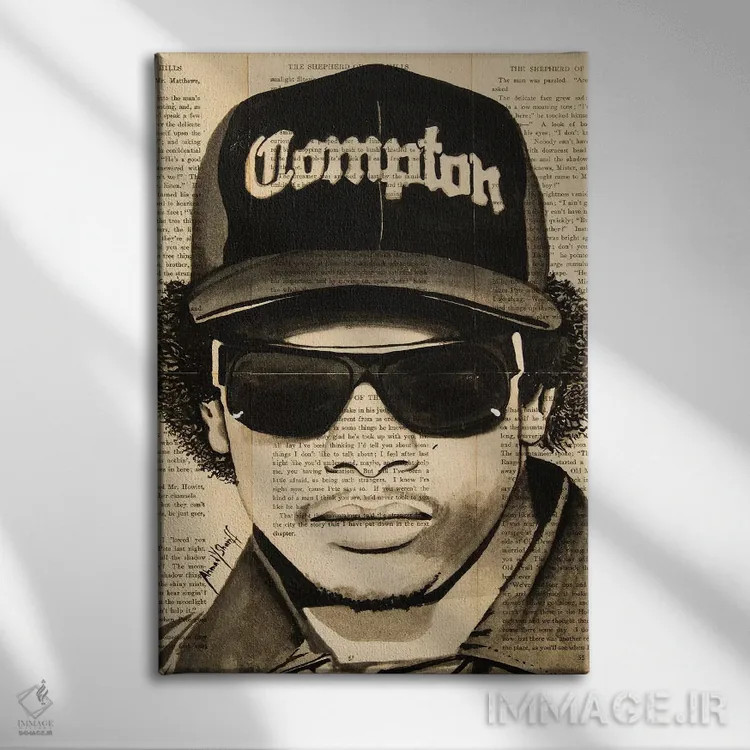 تابلو ایزی-ئی (خواننده رپ) اثر احمد شریف - نمای روبهرو روی دیوار