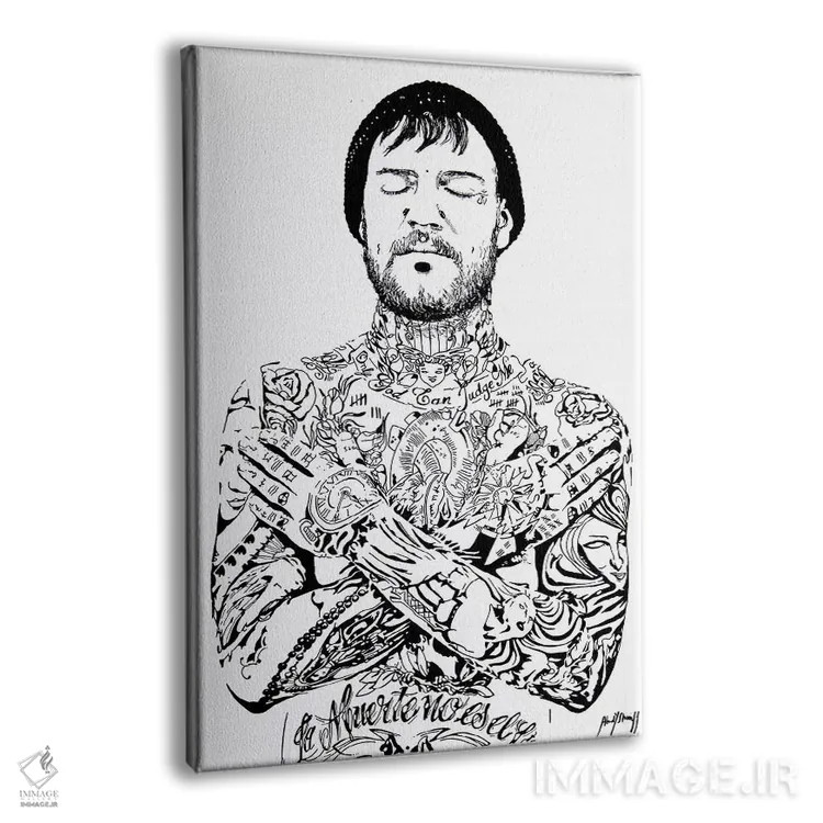 تابلو مرد خالکوبی اثر احمد شریف - نمای پرسپکتیو محصول