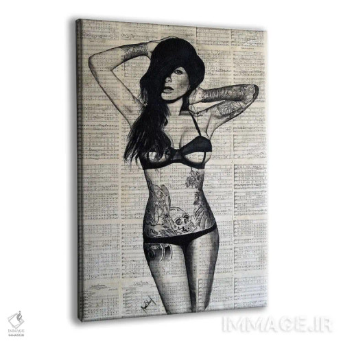 تابلو دختر خالکوبیشده اثر احمد شریف - نمای پرسپکتیو محصول