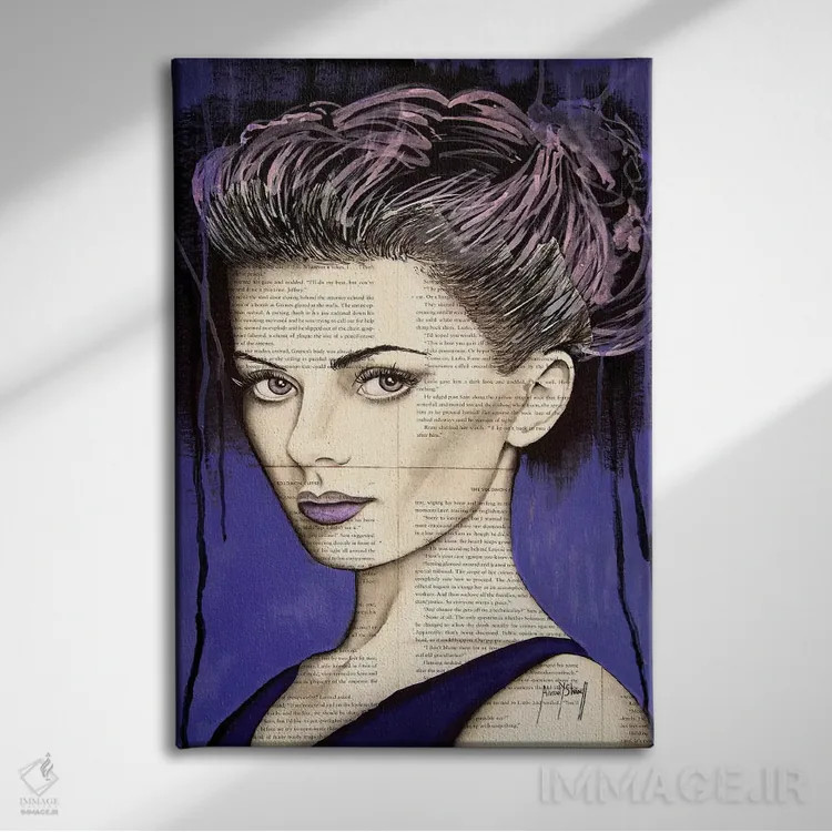 تابلو زندگی بنفش اثر احمد شریف - نمای روبهرو روی دیوار