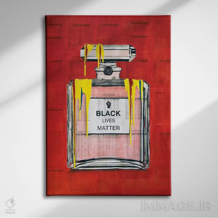 تابلو BLM? 7 (ابهام در معنی، احتمالاً Black Lives Matter) اثر احمد شریف - نمای روبهرو روی دیوار