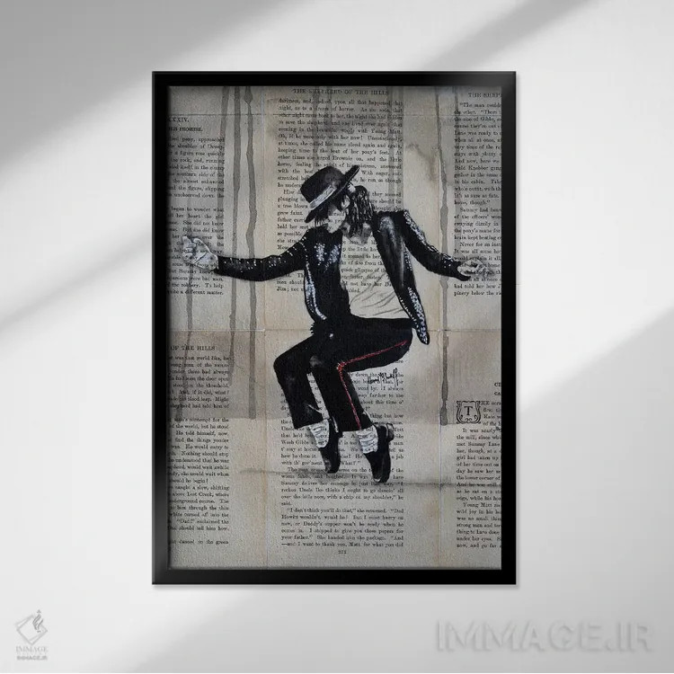 تابلو مایکل جکسون اثر احمد شریف - نمای قابدار مشکی