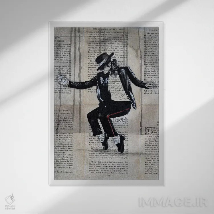 تابلو مایکل جکسون اثر احمد شریف - نمای قابدار سفید