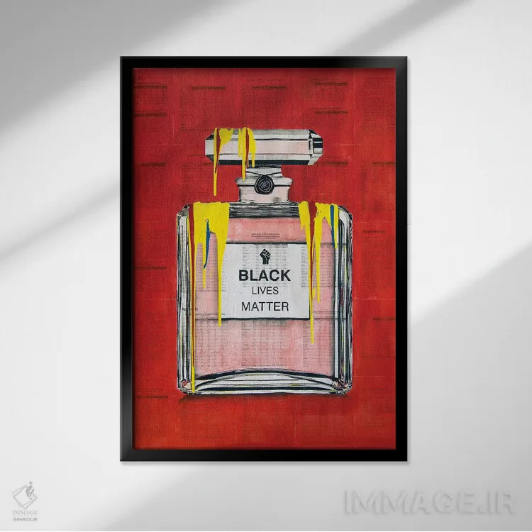 تابلو BLM? 7 (ابهام در معنی، احتمالاً Black Lives Matter) اثر احمد شریف - نمای قابدار مشکی