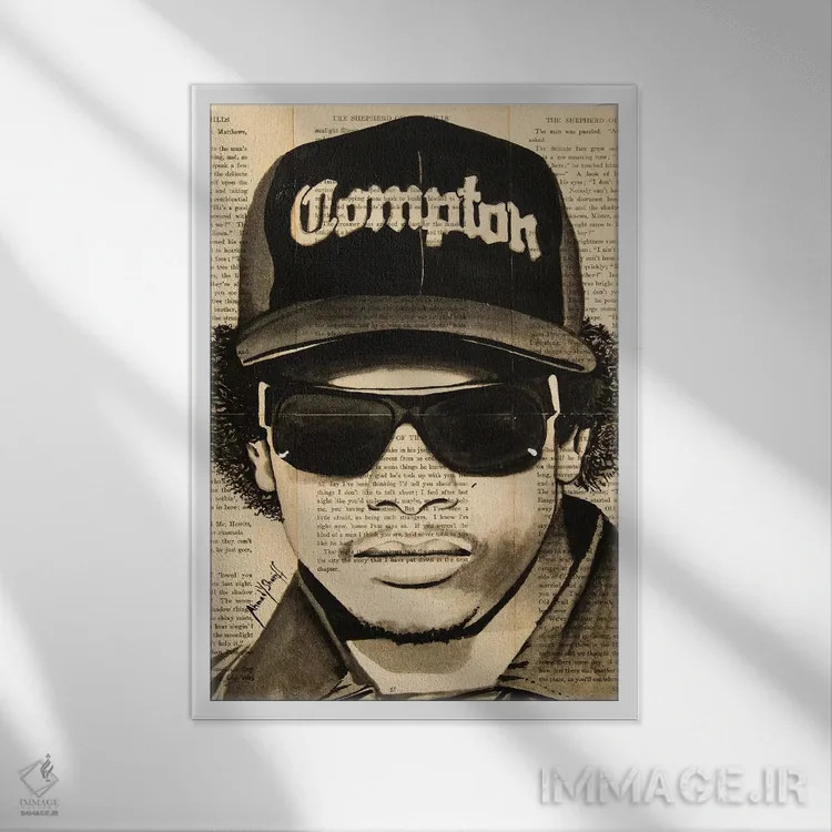 تابلو ایزی-ئی (خواننده رپ) اثر احمد شریف - نمای قابدار سفید