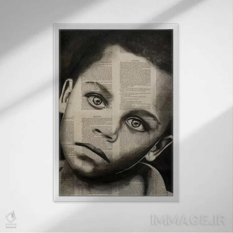 تابلو پسر جوان اثر احمد شریف - نمای قابدار سفید