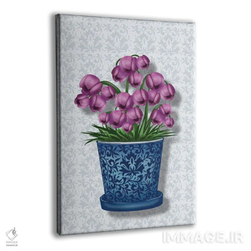 تابلو گل ناقوسی در گلدان آبی اثر آن هاچینسون - نمای پرسپکتیو محصول