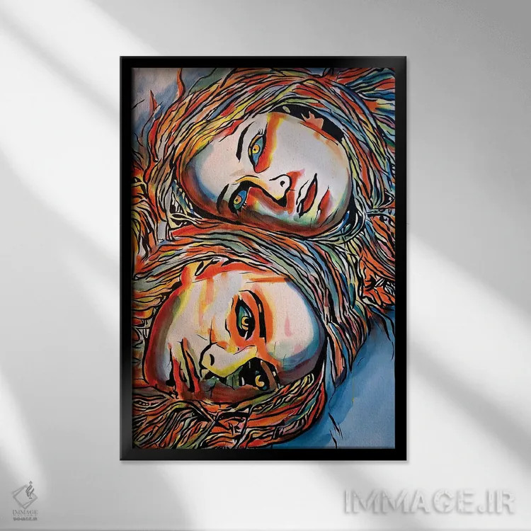 تابلو دوتکه (تقسیمشده/جدایی) اثر احمد شریف - نمای قابدار مشکی