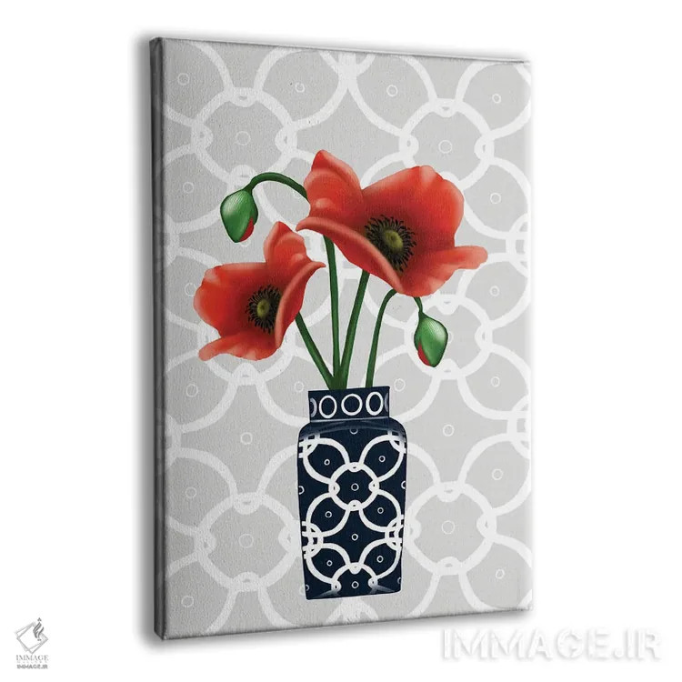 تابلو شقایق در گلدان آبی اثر آن هاچینسون - نمای پرسپکتیو محصول