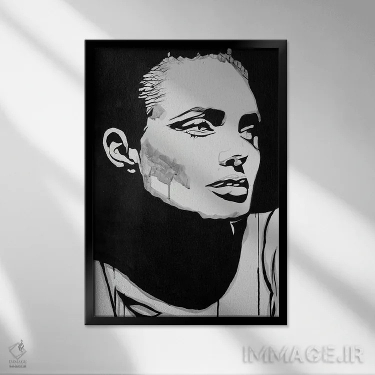 تابلو جیاِل گری (نام اختصاری/خاص) اثر احمد شریف - نمای قابدار مشکی