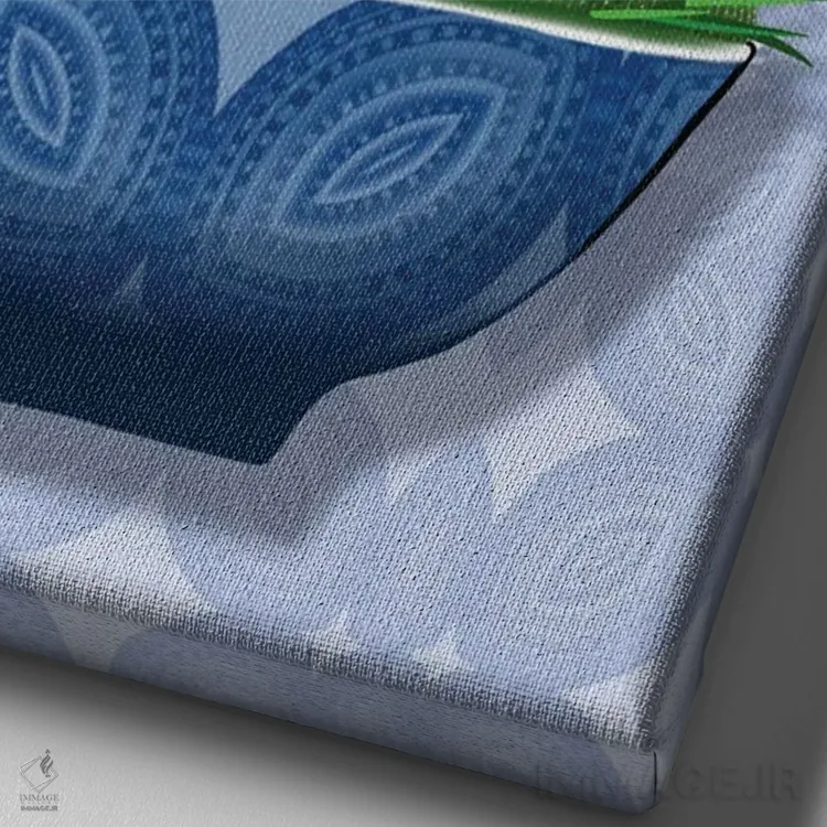 تابلو ماگنولیا در گلدان آبی اثر آن هاچینسون - نمای نزدیک بافت بوم