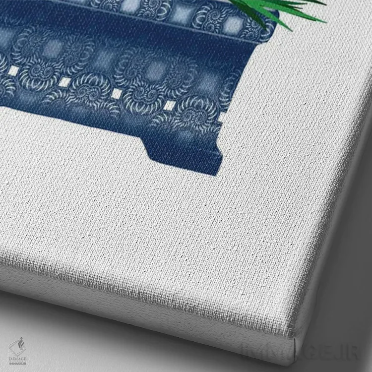 تابلو آلیوم در گلدان آبی اثر آن هاچینسون - نمای نزدیک بافت بوم