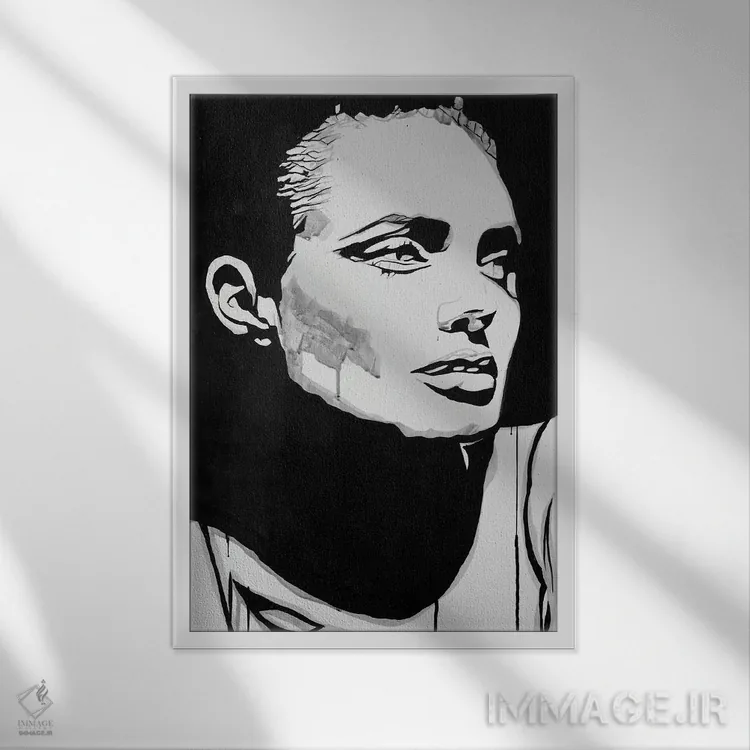 تابلو جیاِل گری (نام اختصاری/خاص) اثر احمد شریف - نمای قابدار سفید
