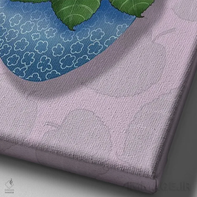 تابلو هورتانسیا در گلدان آبی اثر آن هاچینسون - نمای نزدیک بافت بوم