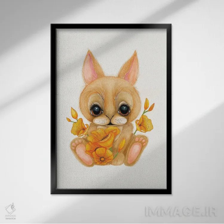 تابلو خرگوش اثر آن هاچینسون - نمای قابدار مشکی