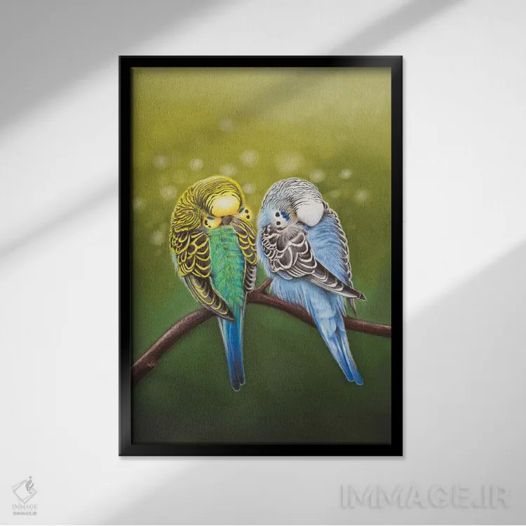 تابلو خواب نیمروزی مرغ عشق اثر آن هاچینسون - نمای قابدار مشکی