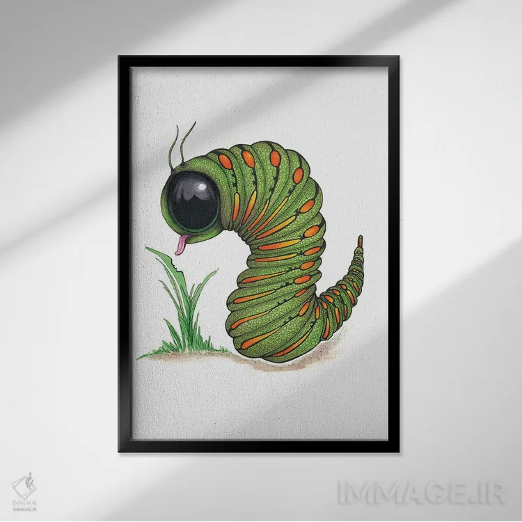 تابلو کرم با چشم بزرگ اثر آن هاچینسون - نمای قابدار مشکی