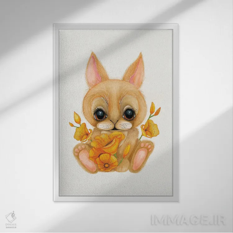 تابلو خرگوش اثر آن هاچینسون - نمای قابدار سفید